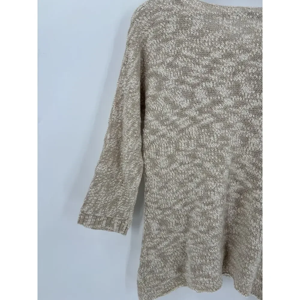 Peruvian Connection Sweater Womens Medium Beige Cotton Blend Pullover Sheer Knit